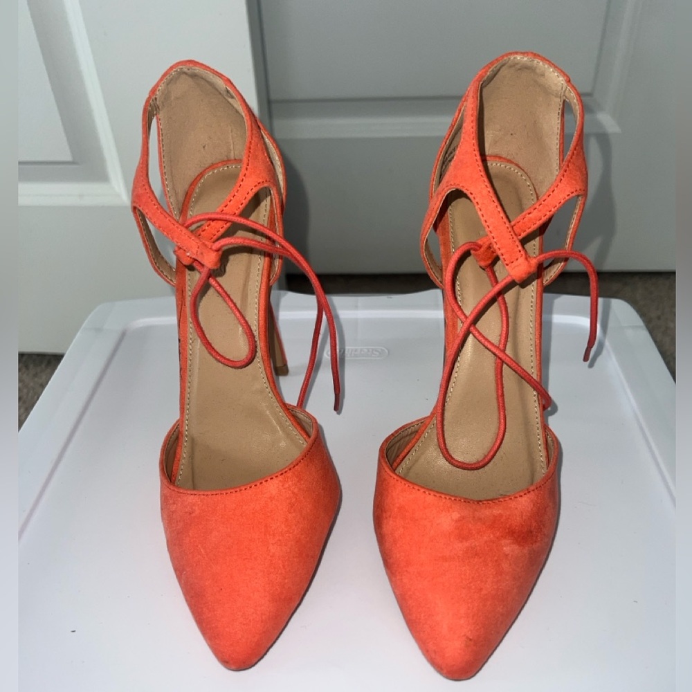 Coral Suede Stiletto Heel - Sz 8